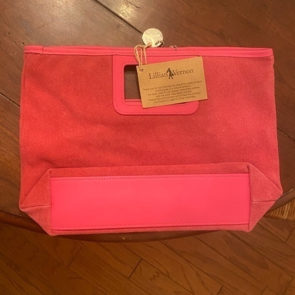 Lillian Vernon Pink Suede‎ Tote Bag - Picture 2 of 8